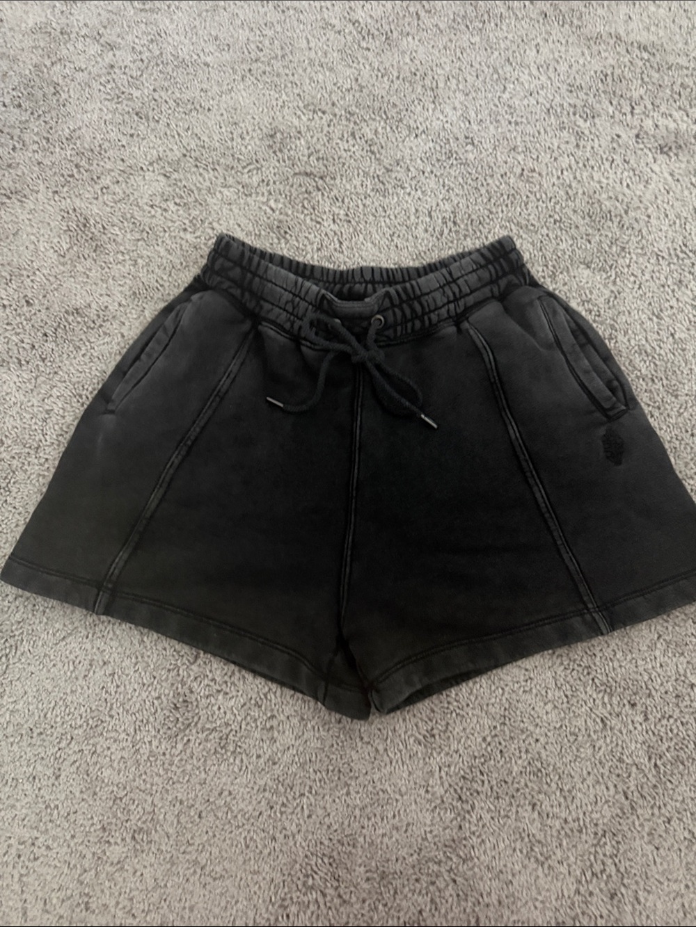 Free People Black Elastic Drawstring Athletic Shorts